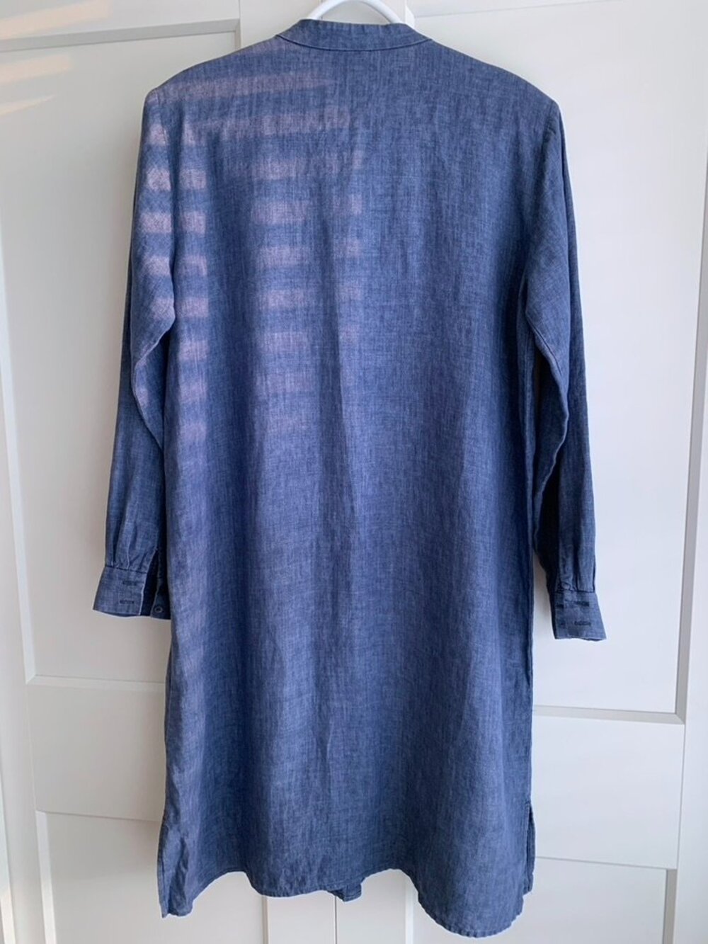 Eileen Fisher Washed organic Linen Delave Shirtdress Size XS Easy Fit - Picture 3 of 11